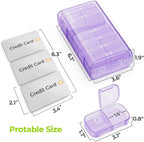 AUVON XL Weekly Pill Organizer 2 Times a Day, Pill Box 7 Day with One-Side Large Openings for Easy to Use, Black Privacy Protection AM PM Pill Case for Medication, Vitamins, Fish Oils, Supplements