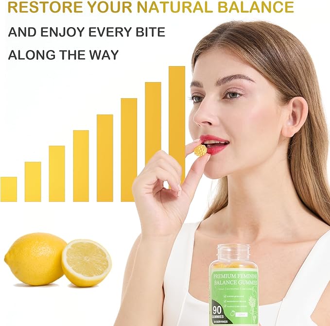 MATOP pH Balance Feminine Gummies for Women - Vaginal Probiotic Lemon Gummy Vegan Gluten-Free Sugar-Free 90 Gummies - 30 Servings