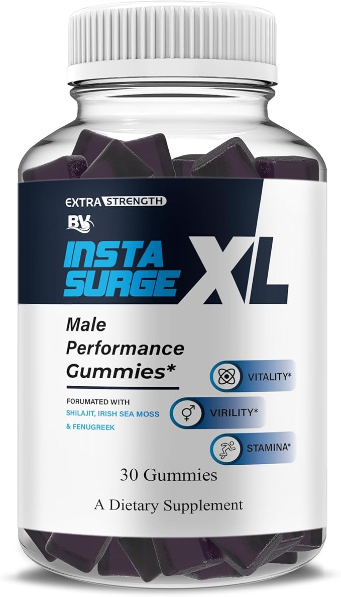 BLUE VIBE Insta Surge XL Performance Gummies, InstaSurgeXL Advanced Overall Health and Daily Natural Performance Formula Supplement, InstaSurge XL Maximum Support (1 Pack - 30 Gummies)