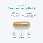 Vitanica Black Cohosh, Cimicifuga Extract Plus, Vegan, 120 Capsules