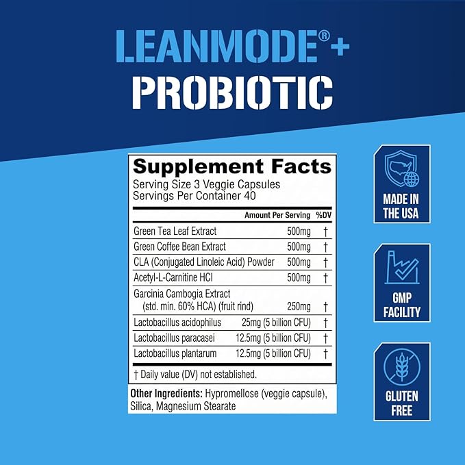 Evlution Nutrition Leanmode + Probiotic, Advanced Probiotic Capsule Supplement, 15 Billion CFUs per Serving, Digestive Support & Gut Health (40 Servings)