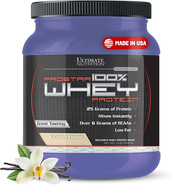 Ultimate Nutrition Prostar Whey Protein Powder Isolate, Vanilla - Low Carb, High Protein Powder Shake for Muscle Gain & Recovery - Low Sodium, Low-Fat & Keto Friendly - 1 lb Tub