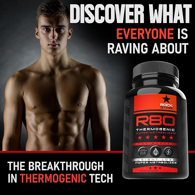 Rockstar R80 Extreme Thermogenic Hyper-Metabolizer Fat Burner for Men & Women – GLP-1 Support, Appetite Suppressant, Thermogenic Weight Loss Pills | Metabolism Booster