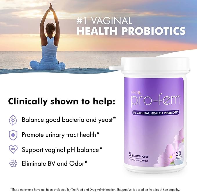 HPD Rx Pro-Fem #1 Vaginal Health Probiotic | Vaginal Probiotics | Clinically Proven to Promote Yeast & PH Balance, Urinary Tract Health | Feminine Probiotics | Works in 7 Days | 30 Capsules | 6-Pack