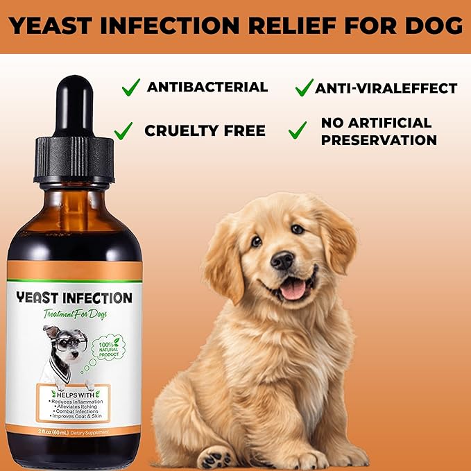 60ML Natural Yeast Infection Treatment for Dogs, Dog Allergy Relief, Skin Itch Relief Supports Healthy, Inflammation Relief, Alleviates Itching, Allergy Relief Dog Yeast