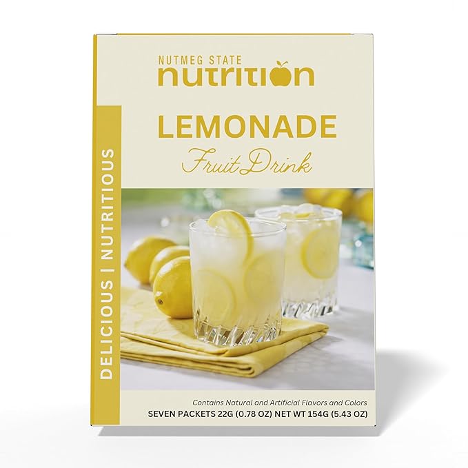 Nutmeg State Nutrition - High Protein Diet Fruit Drink - 15g Protein - Low Calorie - Low Carb - Low Sugar - Fat Free, 7 Servings Per Box (Lemonade)
