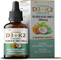 Vitamin D3 + K2 Drops 10,000 IU D3 with 200mcg K2 (MK7), Peppermint Flavour, Organic MCT Coconut Oil, 60mL, 6 Month Supply