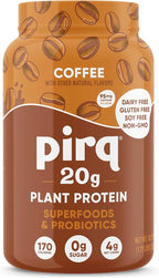 Pirq Dairy Free Protein Powder with 20g Protein, Plant Based, 2B CFU Probiotics, 25 Superfoods Greens and Fruits, Vegan, 0g Sugar (14 Servings)(Coffee)