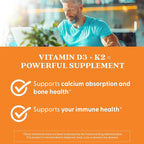 Doctor's Best Vitamin D3 and K2 Supplement for Men & Women - Vitamin D3 5000 IU + K2 as MK-7, Bone Health Support, Gluten Free, Non GMO, Vegetarian Capsules - 60 Veg Caps