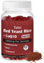 Premium Red Yeast Rice with CoQ10 Gummies for Heart & Cholesterol Support | Sugar Free, Strawberry Flavor | 60 Gummies (30 Day Supply) | Vegan, Non-GMO
