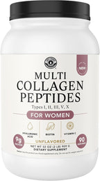 Multi Collagen Powder with Biotin, Hyaluronic Acid, Vitamin C (2lb Value Size) | Hydrolyzed Collagen Supplement (Types I, II, III, V, X). Hair, Skin, Nails for Women, Men