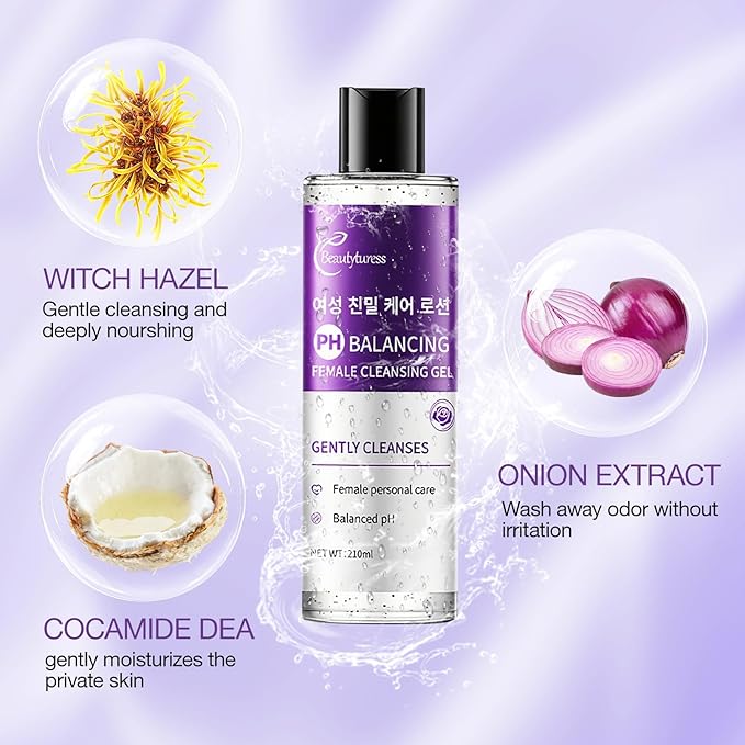 PH Balance Feminine Wash - Gentle & Moisturizing Private Shower Gel - 7.1Fl Oz - Long-Lasting Freshness, Coconut Fragrance, Plant Extracts, Contains Vitamin E, Suitable for Sensitive Skin