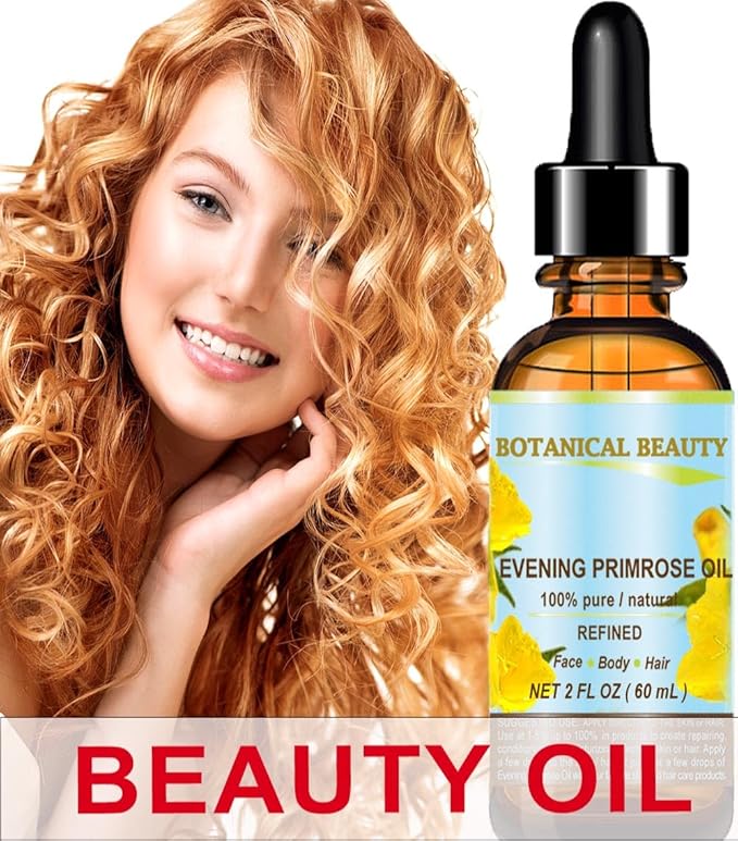 Botanical Beauty EVENING PRIMROSE OIL 100% Pure Natural Undiluted Unrefined Virgin Cold Pressed Carrier Oil. 4 Fl.oz.- 120 ml for face, skin, hair, nails. Rich in essential fatty acids GLA