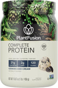 PlantFusion Complete Vegan Protein Powder - Plant Based Protein Powder With BCAAs, Digestive Enzymes and Pea Protein - Keto, Gluten Free, Soy Free, Non-Dairy, No Sugar, Non-GMO - Cookies & Cream 1 lb