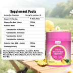 Women Probiotics Gummies, 60 Vegan Sugar-Free Hawaiian Pineapple Gummies with Slippery Elm Cranberry Lactobacillus Blend, 4-in-1 Feminine pH Balance Gut Immune Vaginal Health
