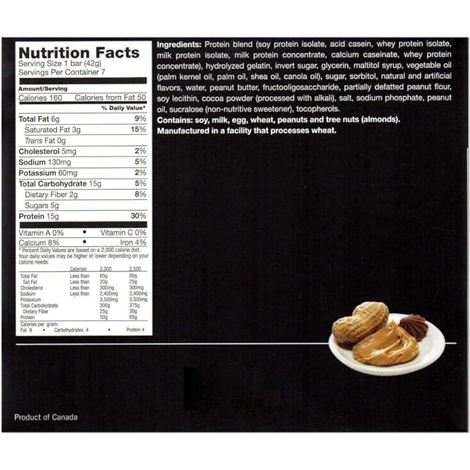 PROTIFIT - Low Calorie Snack Bar for Healthy Diets, High Protein, 15g Protein, Low Carb, Low Sugar, Ideal Protein Compatible, 7 Servings Per Box (Peanut Butter Cup)