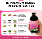 Serene Herbs Soursop Bitters Liquid - Organic Herbal Sour Sop Guanabana with Black Seed, Moringa, Irish Moss & Ginger – Gut Support, Energy & Immune Boost – Vegan, Non-GMO – Mixed Berry Flavor – 16 oz