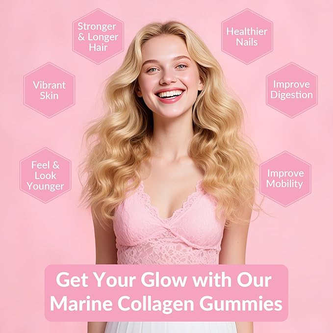 Marine Collagen Gummies for Women- Hydrolyzed Collagen Peptides 1000mg with Biotin,Vitamin C, E, Hyaluronic Acid- Collagen Supplement for Healthy Skin Hair Nails- Sugar Free, 90 Counts