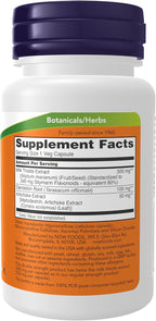 NOW Foods Supplements, Silymarin Milk Thistle Extract 300 mg with Artichoke and Dandelion, Double Strength, Supports Liver Function*, 50 Veg Capsules