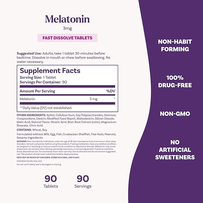 Natrol 3mg Fast Dissolve Tablets Melatonin Strawberry Flavor