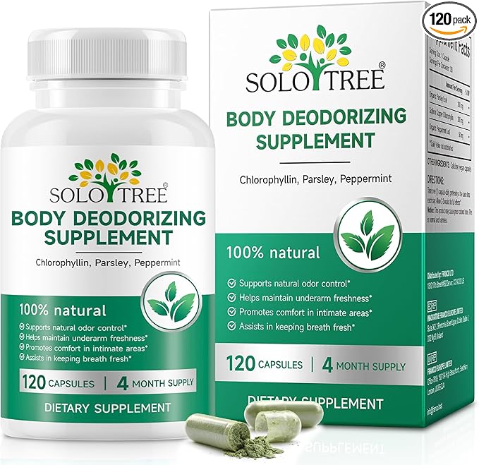 Body Deodorizing Supplement, (120 Capsules) Chlorophyll Capsules for Body Odor, Fresh Breath, Natural Odor Control Chlorophyll Pills for Men & Women,Vegan