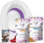 Fivona Yoni Steam Kit 3-in-1 Complete Set of Over the Toilet Foldable Steamer Seat with 1 Pack of Blue Moon and 1 Pack of Sunrise Yoni Steaming Herbs