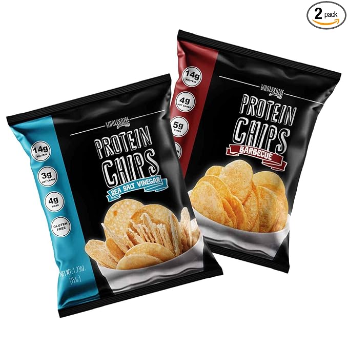 Protein Chips, 14g Protein, 3g-4g Net Carbs, Gluten Free, Keto Snacks, Low Carb Snacks, Protein Crisps, Keto-Friendly, Made in USA (Barbecue & Sea Salt Vinegar, Trial Pack)