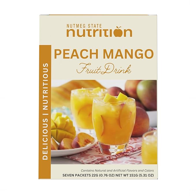 Nutmeg State Nutrition - High Protein Diet Fruit Drink - 15g Protein - Low Calorie - Low Carb - Low Sugar - Fat Free, 7 Servings Per Box (Peach Mango)