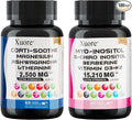 cortisol & myo-inositol Supplement Bundle with ashwagandha, Magnesium, l-theanine, d-Chiro inositol, folate, Berberine, chasteberry for Stress Relief & Balance