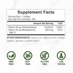 DEAL SUPPLEMENT Vitamin D3 10,000 IU + K2 MK7 200mcg Softgels, 250 Count | 2-in-1 Complex with Virgin Coconut Oil | Easy to Swallow