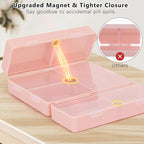 FYY Daily Pill Organizer,2 Pcs 7 Compartments Portable Pill Case Travel,Folding Design Pill Box for Purse Pocket to Hold Vitamins,Cod Liver Oil,Supplements and Medication-Pink
