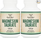 Magnesium Taurate Supplement for Cardiovascular Health to Boost Magnesium Levels (1,500mg per Serving, 210 Vegan Capsules) Non-GMO, Gluten Free, by Double Wood Supplements (Pack of 2)