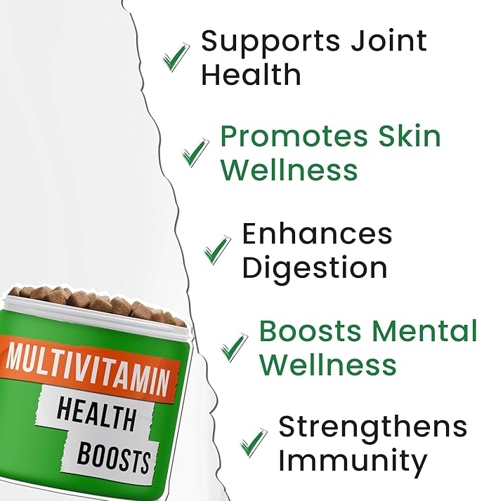Dog Vitamins + Glucosamine - Chewable Multivitamins + Probiotics, Omega - Hip & Joint Support, Skin & Coat, Gut Health - Adult & Senior - Large & Small Breed - 240 Chews