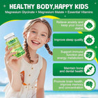 Magnesium Glycinate Gummies for Kids & Adults - Sugar Free Magnesium Malate with L-Theanine, Omega-3, Vitamin D3, B6, B12, C- Sleep, Calm, Relaxation, Brain, Bones, Green Apple & Kiwi，60ct