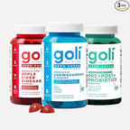 Goli Zero Sugar Trio- World's First 3-in-1 Pre, Post, Probiotic, Apple Cider Vinegar with Vitamin B12 and Probiotics, Ashwagandha & L-Theanine, Vitamin D gummies. Vegan, Gelatin & Gluten-Free, Non-GMO