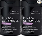 Sports Research® Phytoceramides 350 mg per Veggie Capsule - Plant Derived Ceramides for Healthy Skin and Hydration - Made with Ceratiq® · Non-GMO · Vegan Friendly - 60 Count (Pack of 2)