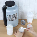 Accmor 2 Pcs Protein Powder Container to Go with Funnels Stand, 4 Compartments Stackable Protein Powder Dispenser for Workout, Fitness, Travel
