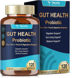 14-in-1 Gut Health with Probiotics, Prebiotics, Postbiotics & Digestive Enzymes for Women & Men, 60 Billion CFU Probiotics for Digestion, Strong Immunity, Skin, Complete Gut Health (120 Capsules)