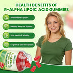 R Alpha Lipoic Acid 600mg Gummies, Stabilized R-Alpha Lipoic Acid, ALA Supplement for Nerve Health, Antioxidant & Metabolism Support- Vegan, Non-GMO, Gluten Free, Strawberry Flavor - 120 Count