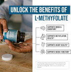 L Methyl Folate 15mg Plus Methyl B12 Cofactor – High Potency, Active 5-MTHF Form - Supports Mood, Methylation, Cognition – Bioactive Forms of Vitamin B9 & B12 (60 Capsules – 60 Servings)