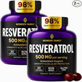 WONDER FAMILY Resveratrol Supplement 1000mg - 120 Softgels – Powerful Antioxidant for Heart Health, Immune Strength, Signs of Aging – Higher Potency Next to 800mg - Non-GMO & Gluten Free