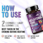 Melatonin 10mg Per Serving - Fast Dissolve Sleep Support Supplements for Adults - Extra Strength Melatonin Tablets for Restful Sleep Support, Strawberry Flavor, Vegetarian - 60 Day Supply
