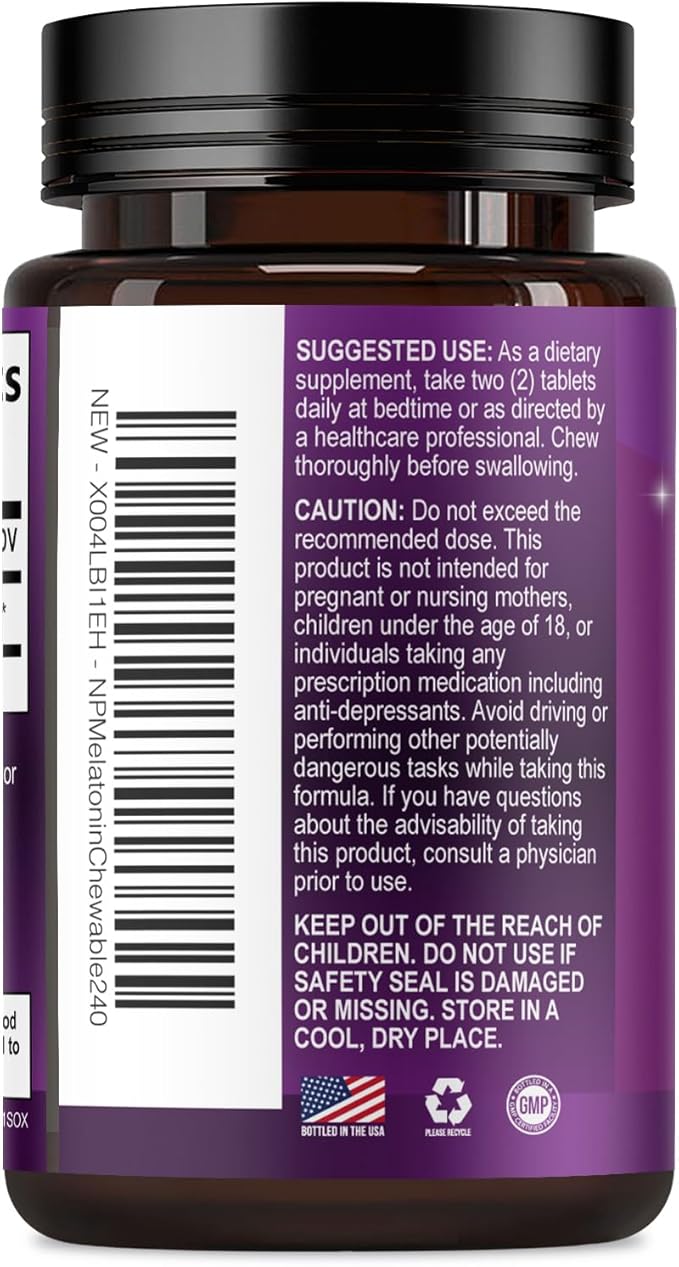 Melatonin 10mg Per Serving - Fast Dissolve Sleep Support Supplements for Adults - Extra Strength Melatonin Tablets for Restful Sleep Support, Strawberry Flavor, Vegetarian - 60 Day Supply