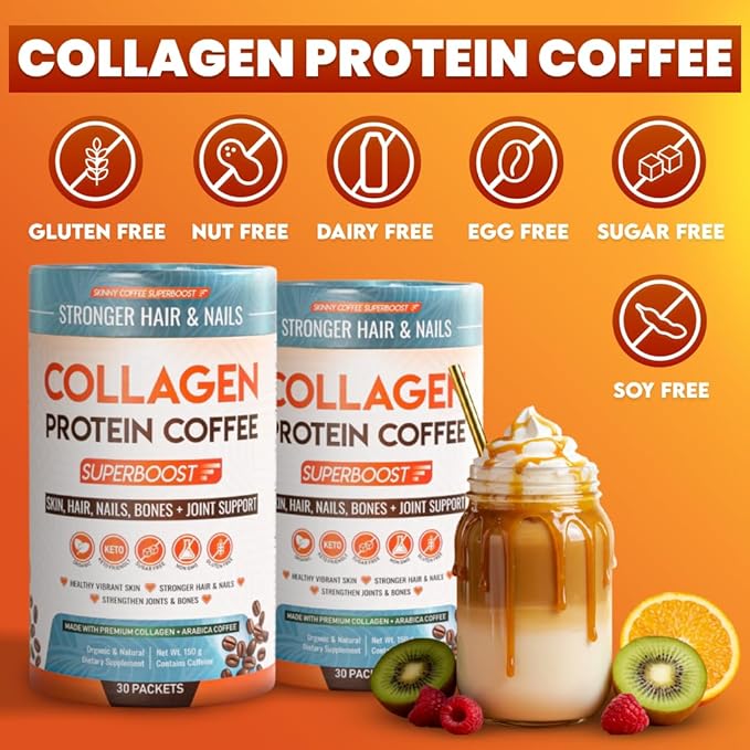 Collagen Peptides Coffee Powder for Weight Loss – Supports Digestion, Bloating, Energy & Focus, Fat Burning, Joint, Skin, Hair & Nails – High-Protein for Women & Men (30 Servings)