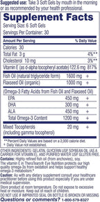 TheraTears Omega 3 Supplement for Eye Care, 1200mg Fish Oil and Organic Flaxseed Oil with Vitamin E, 180 Count