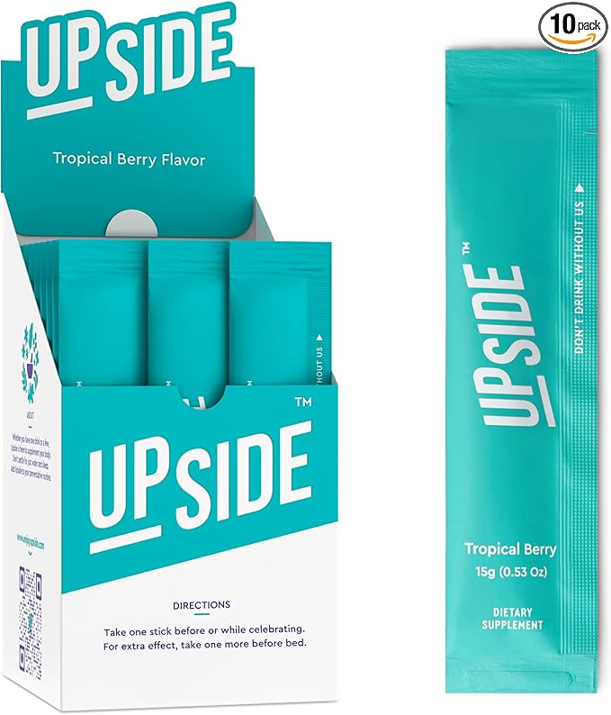 UPSIDE Pre-Celebration Vitamin Jelly Sticks | Natural Ingredients for Better Mornings | Eat One Before Celebrating | DHM, Hardy Orange, Electrolytes | Party, Wedding, Weekend Essentials
