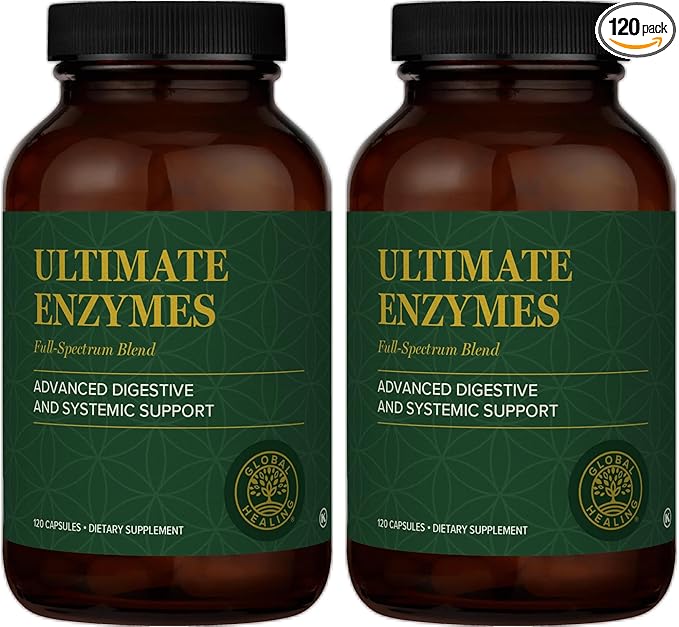 Global Healing Ultimate Enzymes - Digestive Enzyme Supplement - 120 Capsules (2-Pack)