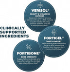 Advanced Collagen Complex Powder – VERISOL®, FORTIBONE®, & FORTIGEL® for Hair, Skin, Bone & Joint Support – Clinically Studied Ingredients – Grass-Fed Hydrolyzed Collagen Peptides – 30 Servings