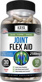 Kaya Naturals Mobility Flex Aid - Mobility Support Supplement for Men and Women - Turmeric Capsules with Glucosamine Sulfate - for Knee Support and Mobility Health - 30 Count