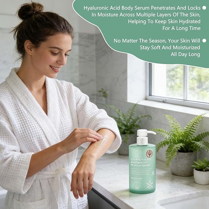 Ha Hyaluronic Acid Body Serum,Body Hydrator Hyaluronic Acid Body Serum, Fast-Absorbing Body Care for Deep Hydration & Smooth Skin, Non-Greasy Formula (300ml)
